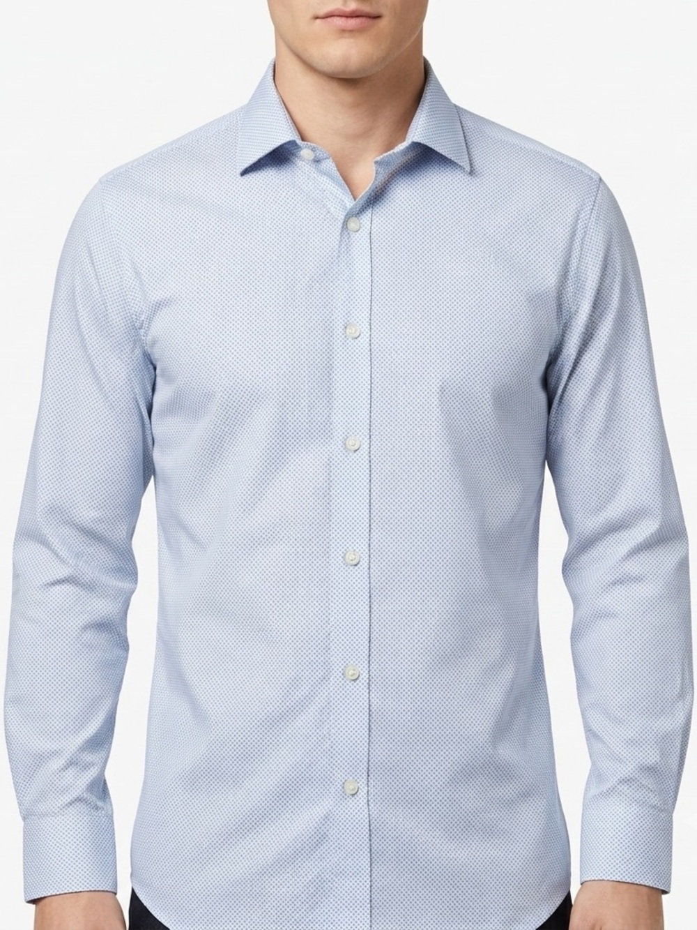 Michael Kors Men's Slim Fit Stretch Dress Shirt - Blue Geometric - XL 17 32/33